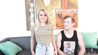 Hussie Audition: Shortest (4'7) Beauty in Porn does her first Scene Ever!