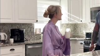 Golden-haired Hotwife cucks husband and takes creampie bbc