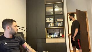 Sucking dick after getting caught stroking