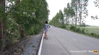 Bare Public Outdoor on Road and Bang Sex Toy Outdoor