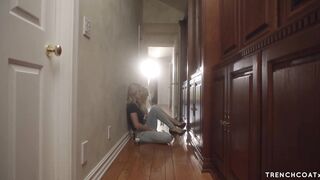 Aroused golden-haired lesbos are passionately making love in the late afternoon and moaning during the time that cumming