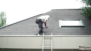 Elderly guy got undressed and banged a barely legal brunette, after this chick gave him a oral-job