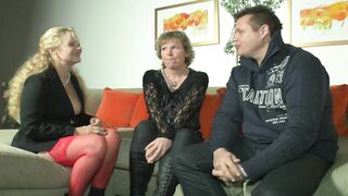 Golden-haired German cougars sharing knob in amateur three-some
