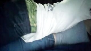 Black chap dry humps his Lalin Beauty girlfriend and cums on her clothed ass without her knowledge