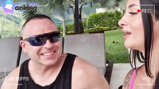 Colombian Pornstar Salome Gil interview me and we end up fucking below the rain & rainbow