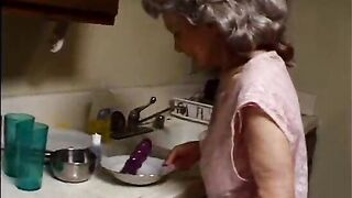 Bawdy granny with grey-hair sucks off the black plumber