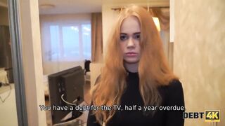 DEBT4k. Perfectly looking ginger gets rid of debts after hot sex