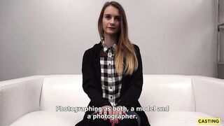 Inked hotty from czech doggystyled on couch