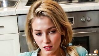 Stepmom screwed by stepson in the kitchen - Big booty and sexy tits - when dad is not home - AI