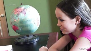 Petite Half Asia Teen 36Kg Amai Liu with Mini Boobs and Ass seduce her older Teacher to Screw in Overknee Socks