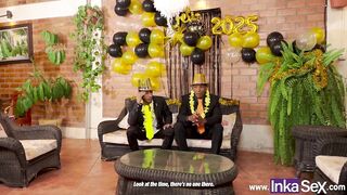 2 Shameful Brunettes Screw Their Boss at Recent Year's Eve Party.