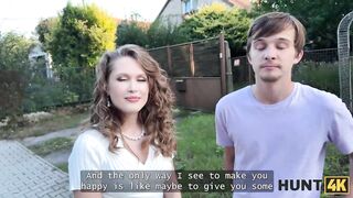 HUNT4K. Una Fairy is fucking and showing her pussy in front of her Boyfriend