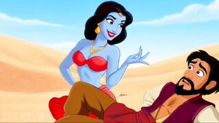 Aladdin and Princess Jasmine make Shameful Wishes to the Genie. Cartoon Porn Parody.