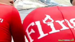 Gangbang on race track with large butt alexis texas