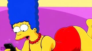 Married Housewife Cheats on Her Cuckold Husband on a Pink Couch. Cartoon Parody Simpsons. Hentai