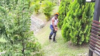 I'm a gardener, and my boss's wife is an unfaithful Ebony MILF with a ideal ass who likes my big Black weenie.