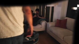 straight friend jerks off with gay couple - real amateur