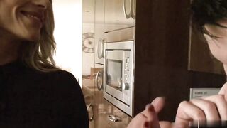 Brittany Bardot is moaning while her step- son is eating her up in the kitchen