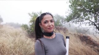 Glamorous Spanish corporalist-slut gets ass punished and fastened up for piss play by an olive grove