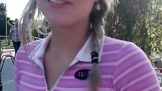 BIG BAZOOKAS Blonde TEEN Gabbie Carter Hits A Gap-In-One