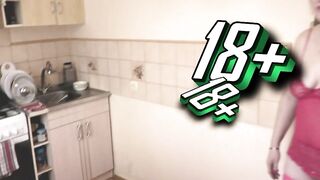 two girls Old adult older MILF and cute teenage hotty in sexy T shirt without panties bra in kitchen kissing. Lesbians Nudists Naturists Big Booty Pussy