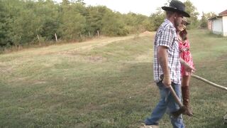 Busty babe gets anally drilled outdoor