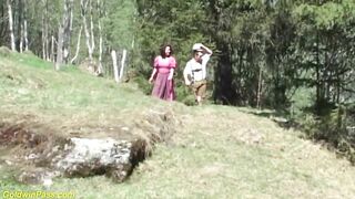 German three-some outdoor fuck