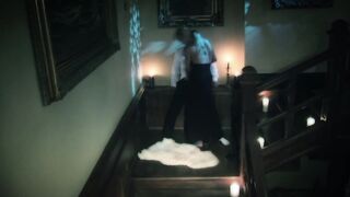 Busty playgirl screwed on the stairs by her friend's boyfriend.