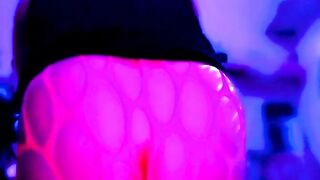 Silly rave bitch rides vibrator for daddy