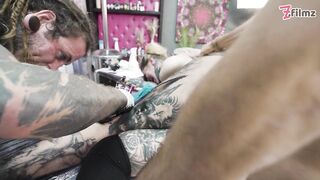 Big Breasts Tattoo Playgirl Gets a Hard ANAL Pounding During a Tattoo Session - Gaping and ATM