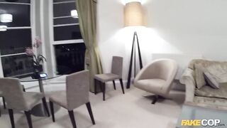British Cop bangs Hawt and lonely UK Golden-haired babe in her living room - Fake Cop