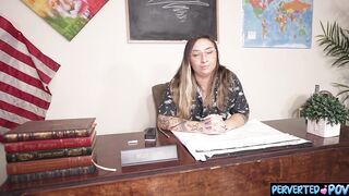 Dominant teacher teaches a disobedient student some discipline