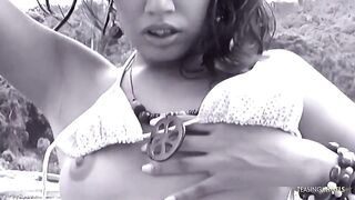 When the tropical cruise was over she remained on the boat with the captain. The milf brunette was sexy for him. When everybody left, she sucked his wang and had anal sex with him. He splashed her face