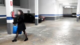 Kinky girl who is also an exhibitionist is getting banged hard in the underground parking