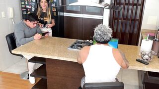 My friend's wife gave me a oral pleasure sex under the table! I gave her a huge ejaculation in her mouth!