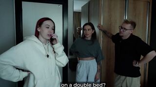 Step Stepmom and Step Stepsister Share Bed with Step Stepson in Wild Hotel Fuck (feat. Kisscat)