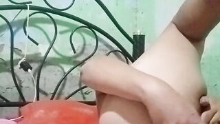 Masturbating with a banana in my ass