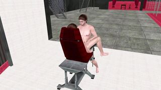 Ripped Man Bangs Hung Buddy Hard on Chair 3D Gay Hentai