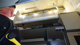 Sexy floozy rubbing her juicy vagina at work