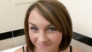 Avid slut needs a big ramrod in the bathroom