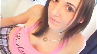 Barely legal golden-haired celebrates her eighteenth birthday with two cocks in her holes