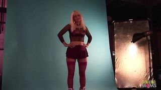 Constantly losing balance, milf needs help with staying still on her rollerblades. The cameraman helps out, but things get flirty. With an erection that big, the milf entreats him to stick it in her bum.