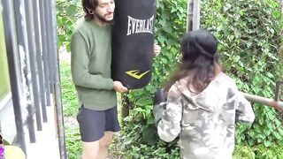 During the time that Boxing I Hit the Neighbor and I Have No Choice but to Indulge Him by Sucking His Big Shlong and Letting Him Fuck Me.