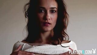 Tiny Ukrainian hotty and sexy latina MILF go undressed for Playboy