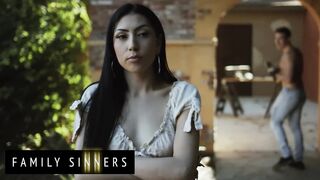 FAMILY SINNERS - Small Stepsis Swallows Her Stepbrother’s Cock While The Parents Are Away