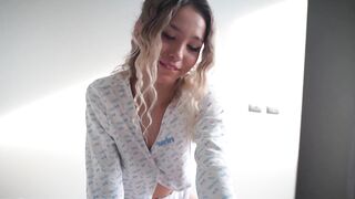 Russian horny girl spreads her legs