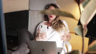 Wife desperately masturbates for her subscriber whilst her husband is not home