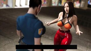 Shemale Police Officer Rubbing Luna Vagina And Squeezing Her Tits