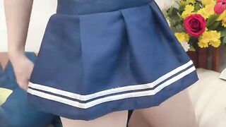 Petite Hana in College Outfit Fuck Banana Fruit Sexy Blowjob