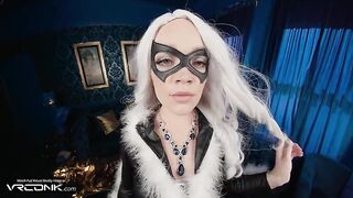 VR Conk: Sexy Golden-haired in Suit Fucks Doggy in Spider-Chap Porn Parody